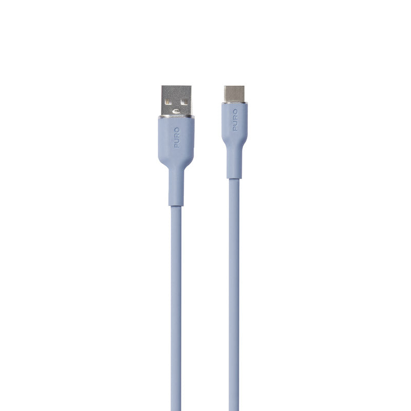 PURO ICON Zachte Kabel - Kabel USB-A naar USB-C 1,5 m (Poederblauw)