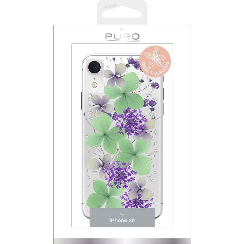 PURO Glam Hippie Chic Cover - Case for iPhone XR (real green flower petals)