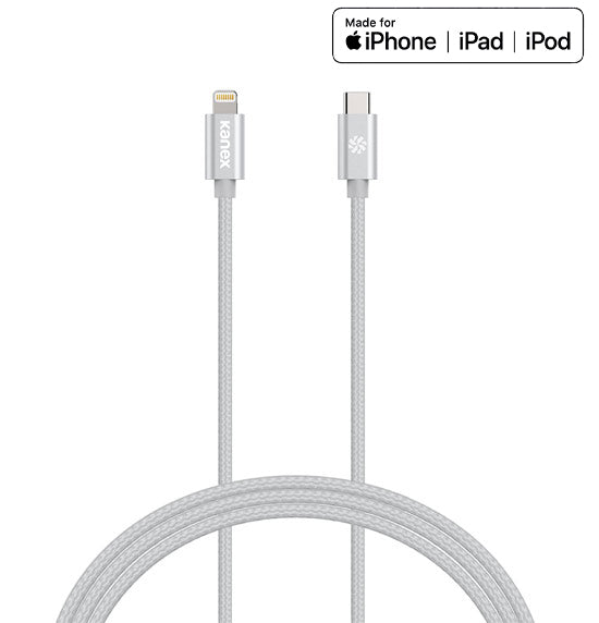 Kanex Premium DuraBraid USB-C to Lightning Cable (Silver)