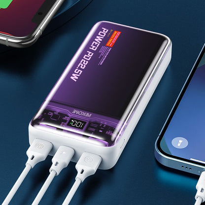 WEKOME WP-353 Vanguard-Serie – Powerbank 10000 mAh PD 20 W + QC 22,5 W (Lila / Transparent)