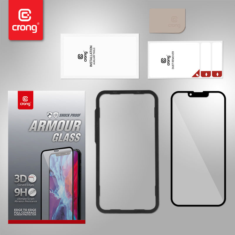 Crong Anti-Bacterial 3D Armour Glass - 9H tempered glass for the entire screen of the iPhone 13 mini + installation frame