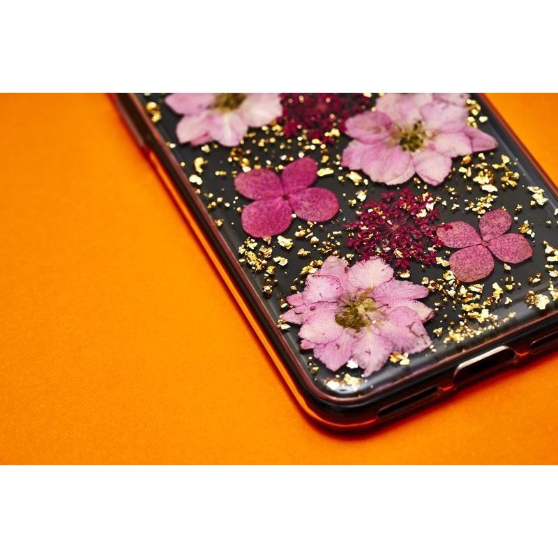 PURO Glam Hippie Chic Cover - Case for iPhone XR (real green flower petals)