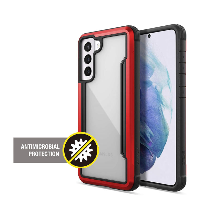 X-Doria Raptic Shield - Aluminium behuizing voor Samsung Galaxy S21 (antimicrobiële bescherming) (rood)