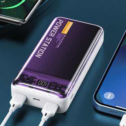 WEKOME WP-353 Vanguard-Serie – Powerbank 10000 mAh PD 20 W + QC 22,5 W (Lila / Transparent)