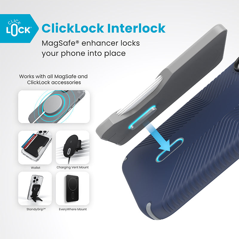 Speck Presidio2 Grip ClickLock & MagSafe - Case for iPhone 16 (Coastal Blue / Dust Grey / White)