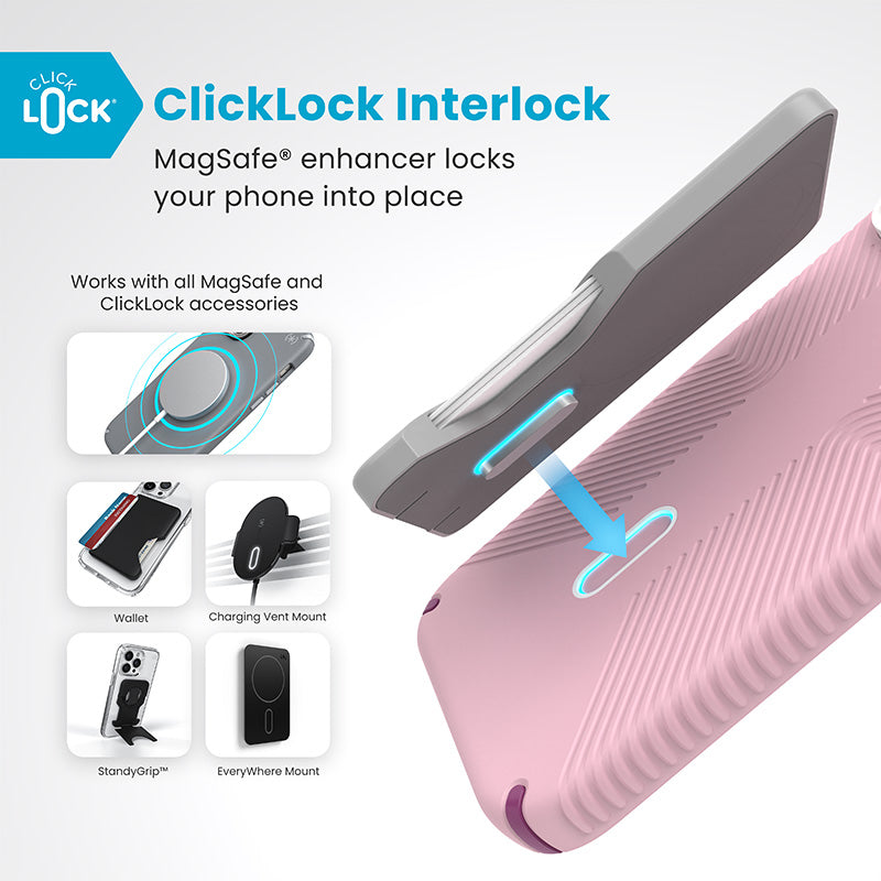 Speck Presidio2 Grip ClickLock &amp; MagSafe - Hoesje voor iPhone 16 Pro Max (Woensdag Roze / Boysenberry Paars / Wit)