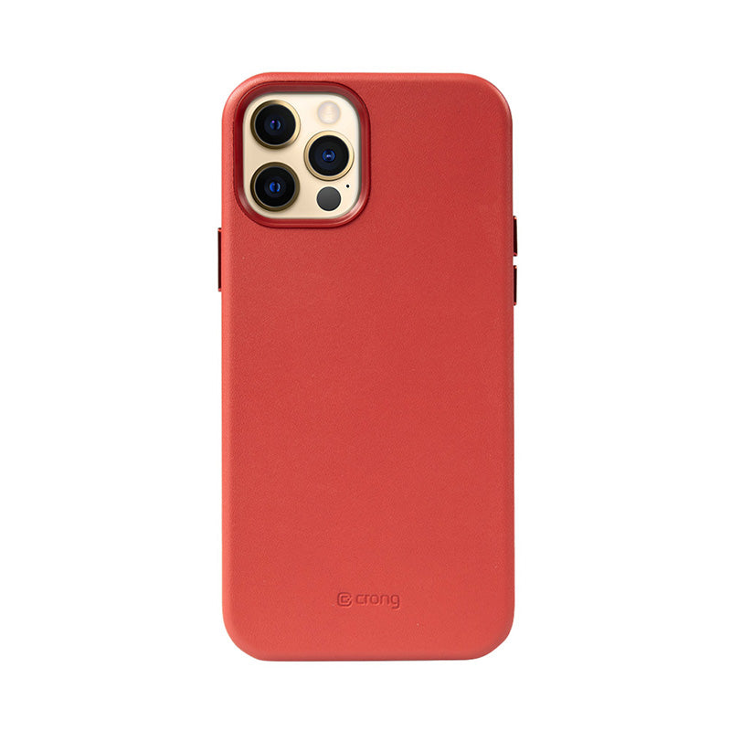 Crong Essential Cover Magnetic - Leather case for iPhone 12 Pro Max MagSafe (Red)