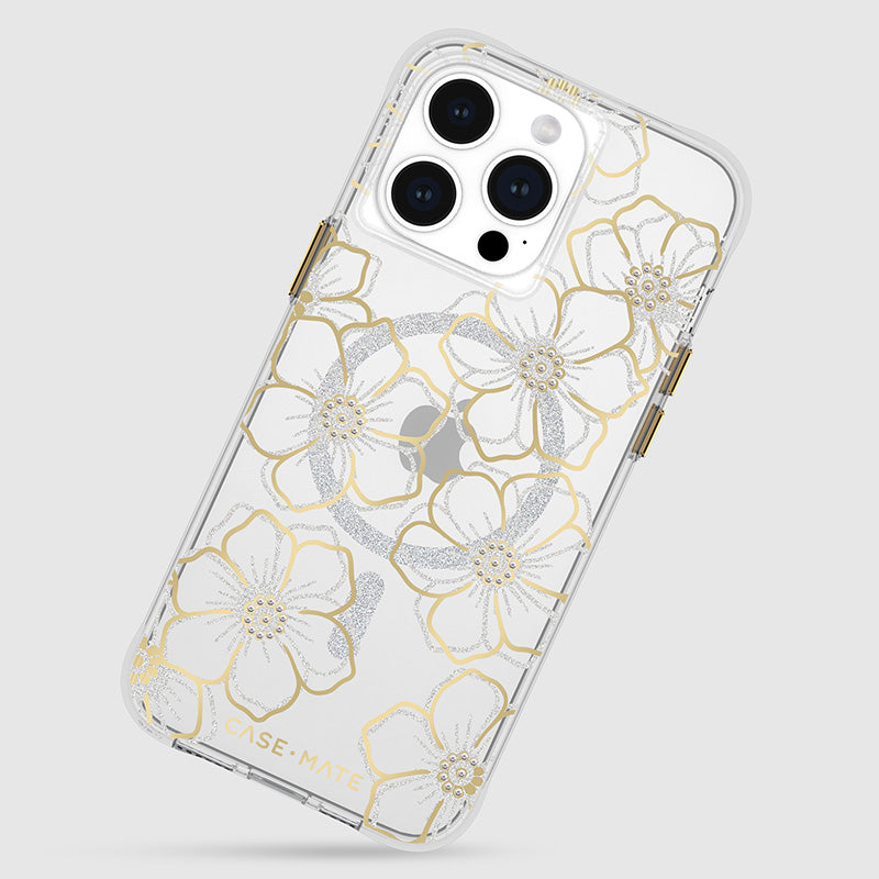 Case-Mate Floral Gems MagSafe - iPhone 15 Pro Max hoesje (goud)