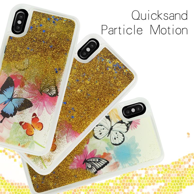 Zizo Liquid Glitter Star Hülle für iPhone X (Schmetterlinge)