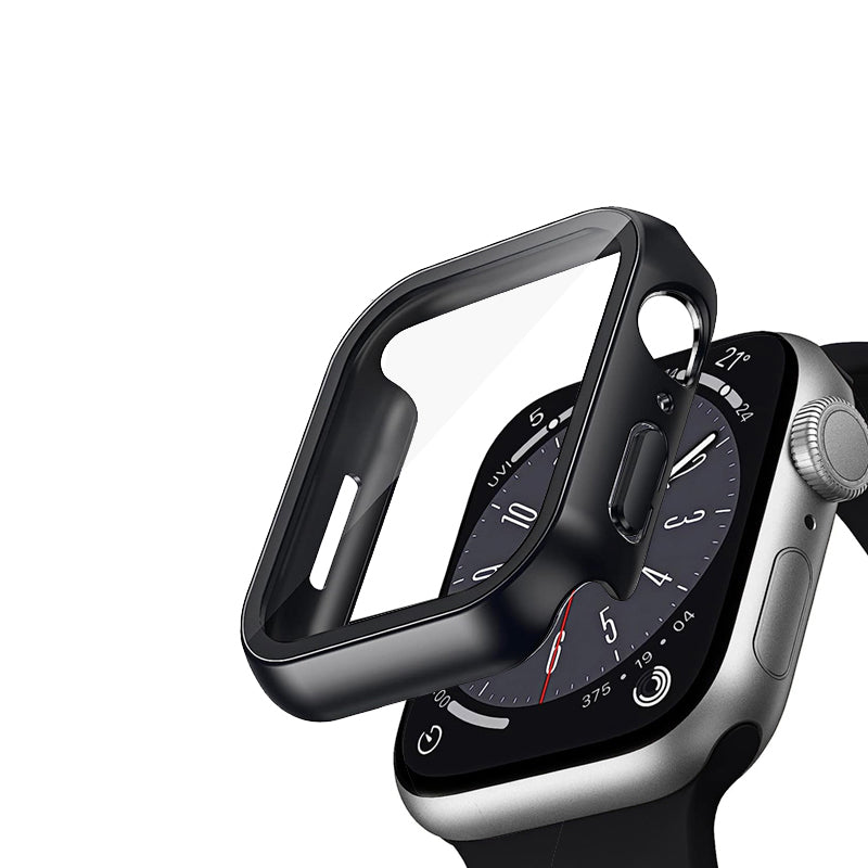 Crong Hybrid-Uhrengehäuse – Gehäuse mit Glas für Apple Watch 44 mm (schwarz)