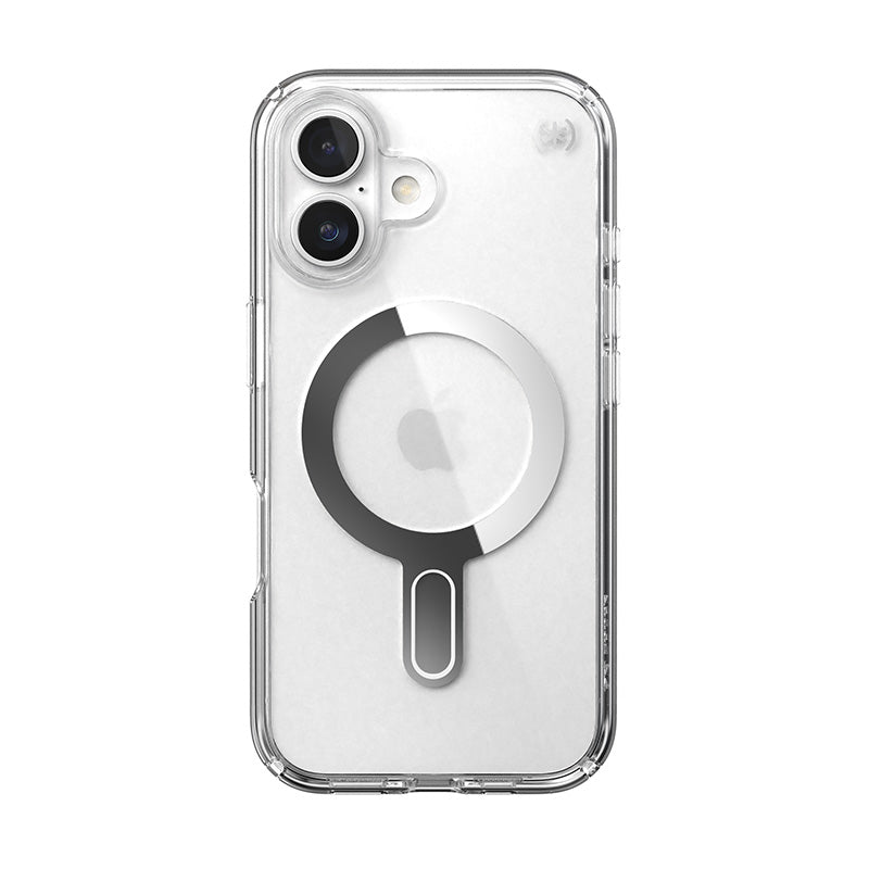 Speck Presidio Perfect-Clear ClickLock &amp; MagSafe - Hoesje voor iPhone 16 (Transparant / Chromen afwerking / Serene Silver)