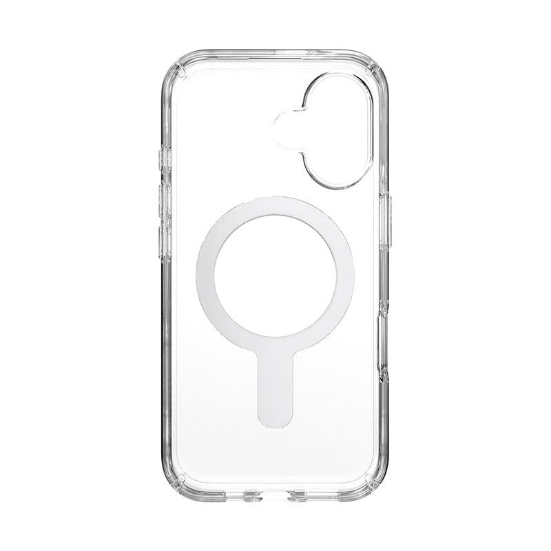 Speck Presidio Perfect-Clear ClickLock &amp; MagSafe - Hoesje voor iPhone 16 (Transparant / Chromen afwerking / Serene Silver)