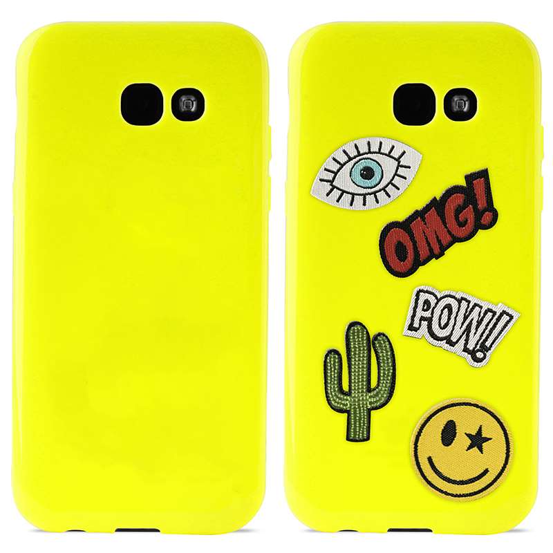 PURO Patch Mania - Case voor Samsung Galaxy A3 (2017) met 5 stickers (geel)