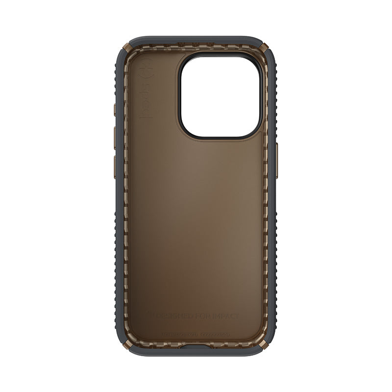 Speck Presidio2 Grip - Case for iPhone 15 Pro (Charcoal Grey / Cool Bronze / White)