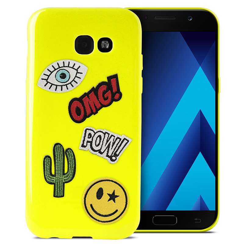 PURO Patch Mania - Case voor Samsung Galaxy A3 (2017) met 5 stickers (geel)