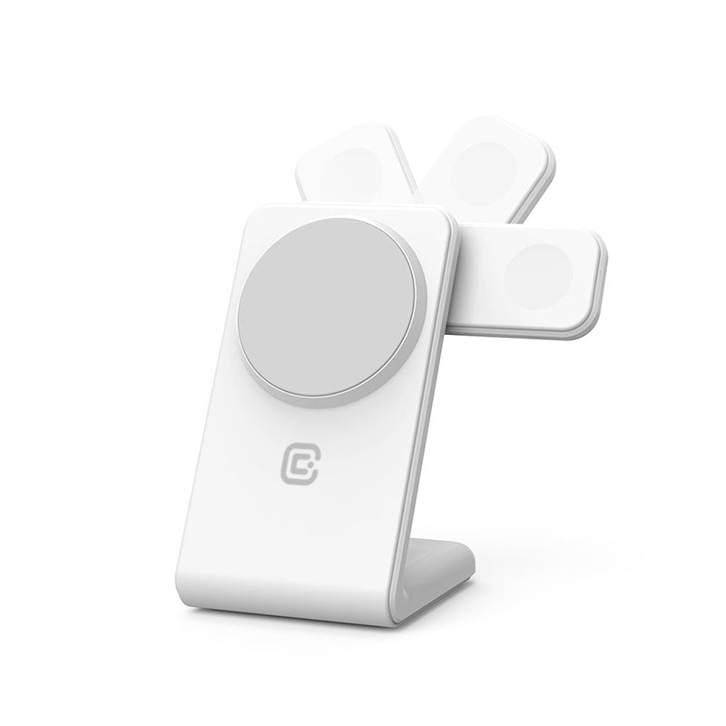 Crong MagSpot Pivot Stand – MagSafe-Ladegerät für iPhone, Apple Watch und AirPods (Schneewittchen)