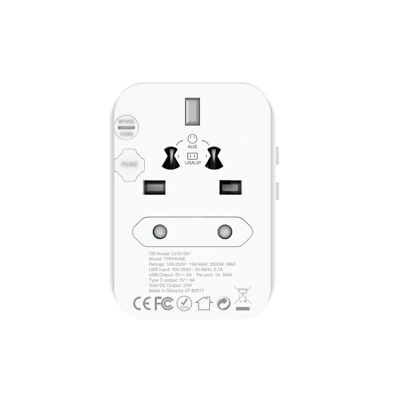 Energizer Ultimate – EU-/US-/AU-/UK-Reiseadapter + 2x USB-A und USB-C MFi-zertifiziert (weiß)