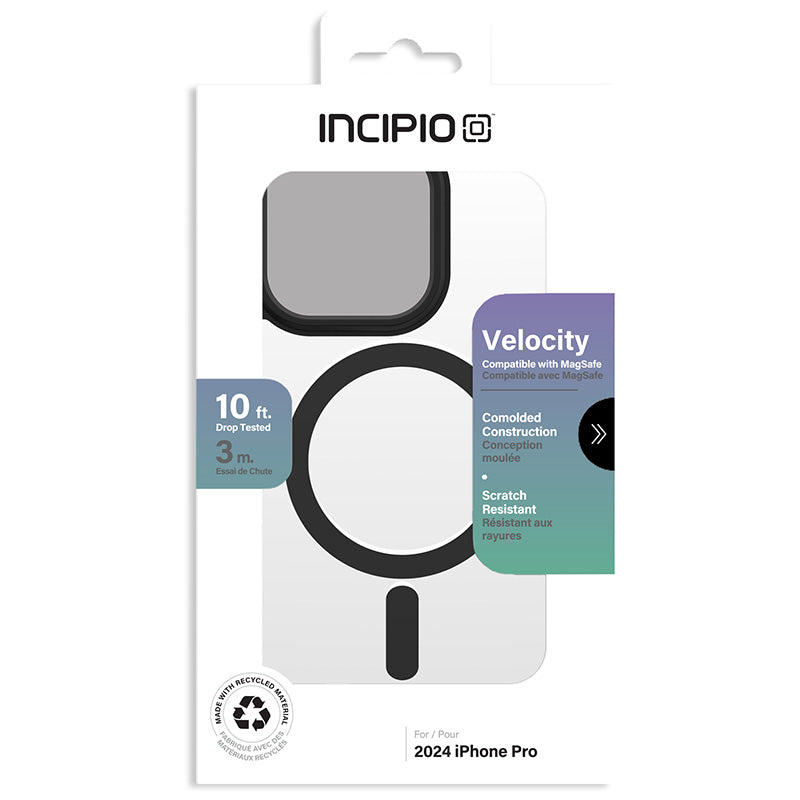 Incipio Velocity MagSafe - Hoesje iPhone 16 Pro (Transparant / Zwart)