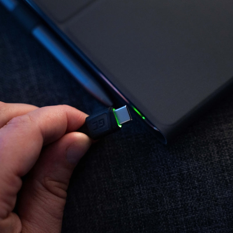 Kabel Green Cell Ray USB-Kabel – USB-C 120 cm mit grüner LED-Hintergrundbeleuchtung und Unterstützung für schnelles Laden Ultra Charge, QC 3.0