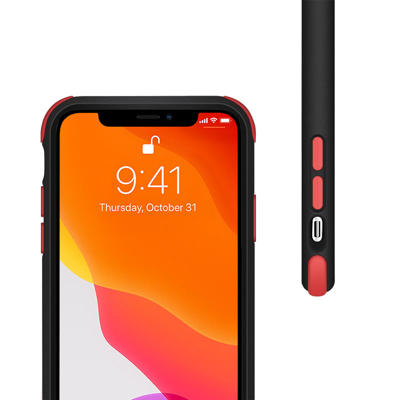 Crong Trace Clear Cover - Hybrid Protective Case for iPhone 11 Pro (Black/Red)