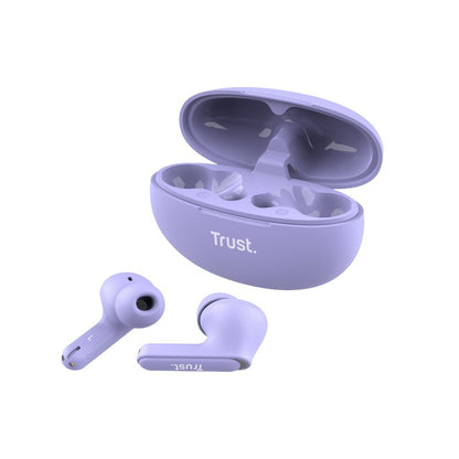 Trust Yavi – Kabellose In-Ear-Bluetooth-TWS-Ohrhörer mit Ladeetui und ENC (Lila)