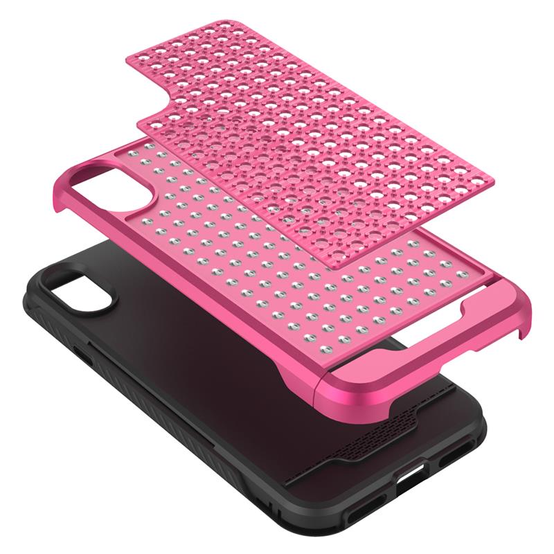 Zizo Star Diamond Hybrid Cover für iPhone X (Rosa/Schwarz)