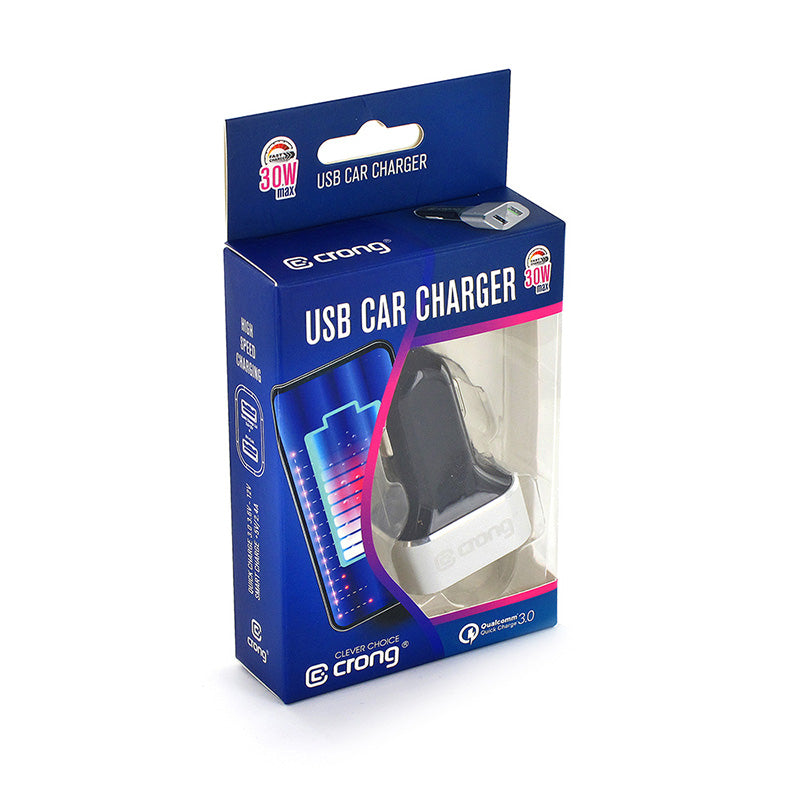 Crong Power Car Charger 30W 2-Port USB with QC 3.0 (aluminium)