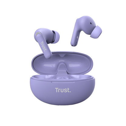 Trust Yavi – Kabellose In-Ear-Bluetooth-TWS-Ohrhörer mit Ladeetui und ENC (Lila)
