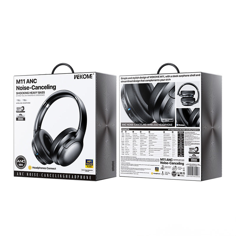 WEKOME M11 Enjoyer-serie - Draadloze over-ear Bluetooth V5.3 ANC-hoofdtelefoon (zwart)