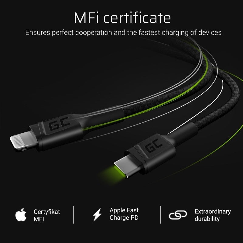 Cable GC Power Stream USB-C - Lightning 100 cm with Power Delivery (Apple MFi Certified)