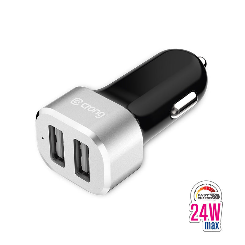 Crong Power Autoladegerät 24 W mit Dual-USB-Anschluss (Aluminium)