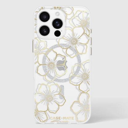 Case-Mate Floral Gems MagSafe - Hülle für iPhone 16 Pro Max (Gold)