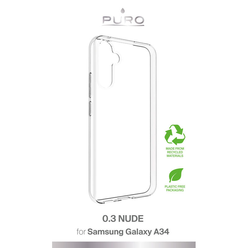 PURO 0.3 Nude - Umweltfreundliche Hülle für Samsung Galaxy A34 5G (Transparent)