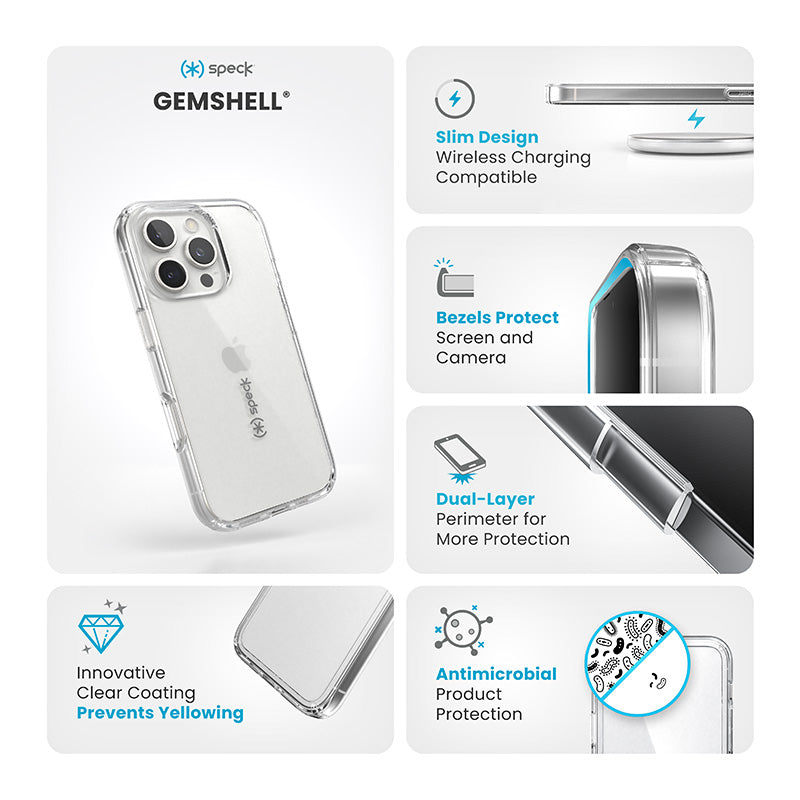 Speck Gemshell - Hoesje voor iPhone 16 Pro (Transparant)