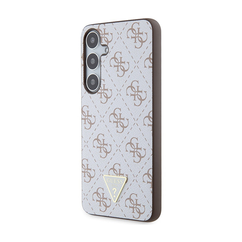 Guess 4G Driehoek Metalen Logo - Hoesje Samsung Galaxy S24+ (Wit)