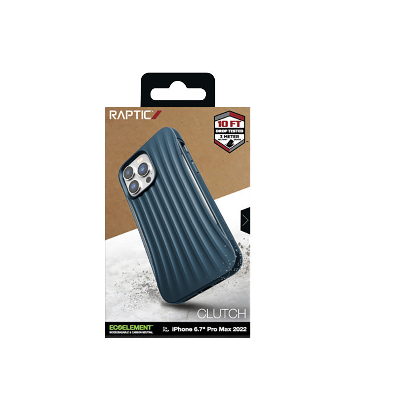 X-Doria Raptic Clutch - Biologisch afbreekbaar hoesje voor iPhone 14 Pro Max (valtest op 3 m) (blauw)