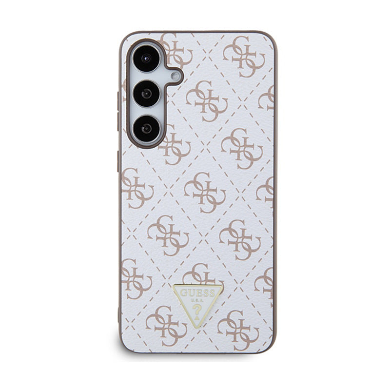 Guess 4G Driehoek Metalen Logo - Hoesje Samsung Galaxy S24+ (Wit)