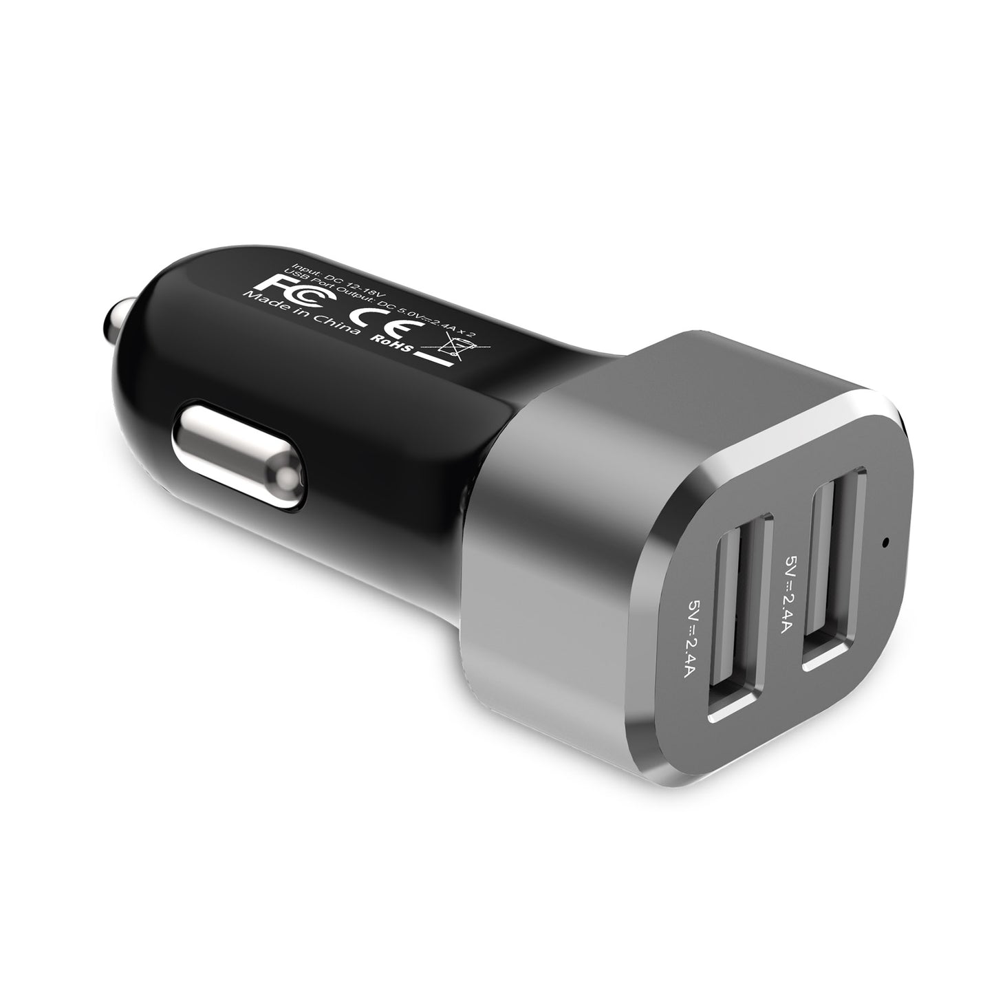 Crong Power Autoladegerät 24 W mit Dual-USB-Anschluss (Aluminium)