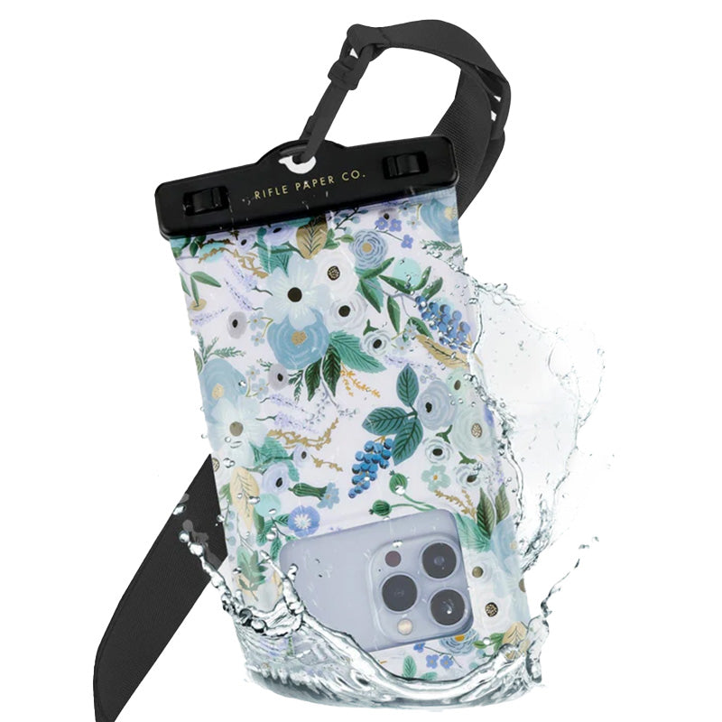 Rifle Paper Waterproof Floating Pouch - Waterdichte hoes voor smartphones tot 6,7" (Garden Party Blue)