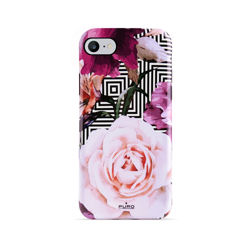 PURO Glam Geo Flowers - Case for iPhone SE (2022/2020) / 8/7 / 6s (Pink Peonies)