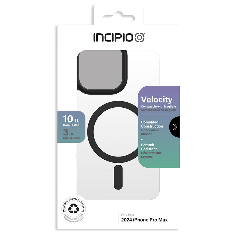 Incipio Velocity MagSafe - Hoesje iPhone 16 Pro Max (Transparant / Zwart)