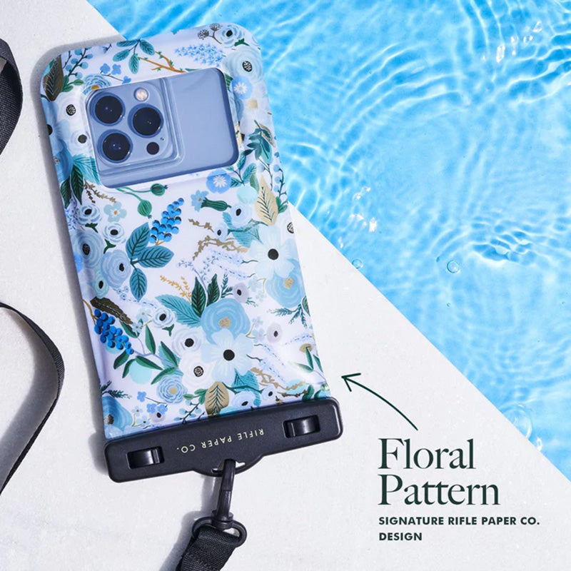 Rifle Paper Waterproof Floating Pouch - Waterdichte hoes voor smartphones tot 6,7" (Garden Party Blue)