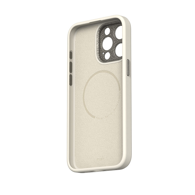 Moshi Napa MagSafe - Lederhülle für iPhone 15 Pro (Eggnog White)