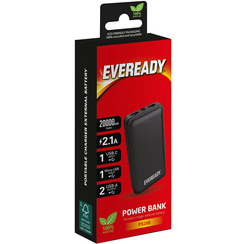 Eveready PX20B - Powerbank 20000 mAh 2x USB-A (Schwarz)