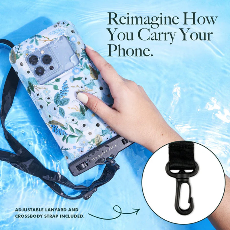 Rifle Paper Waterproof Floating Pouch - Waterdichte hoes voor smartphones tot 6,7" (Garden Party Blue)