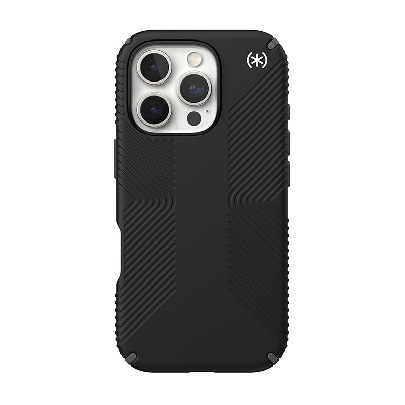 Speck Presidio2 Grip - Hoesje voor iPhone 16 Pro (Zwart / Leigrijs / Wit)