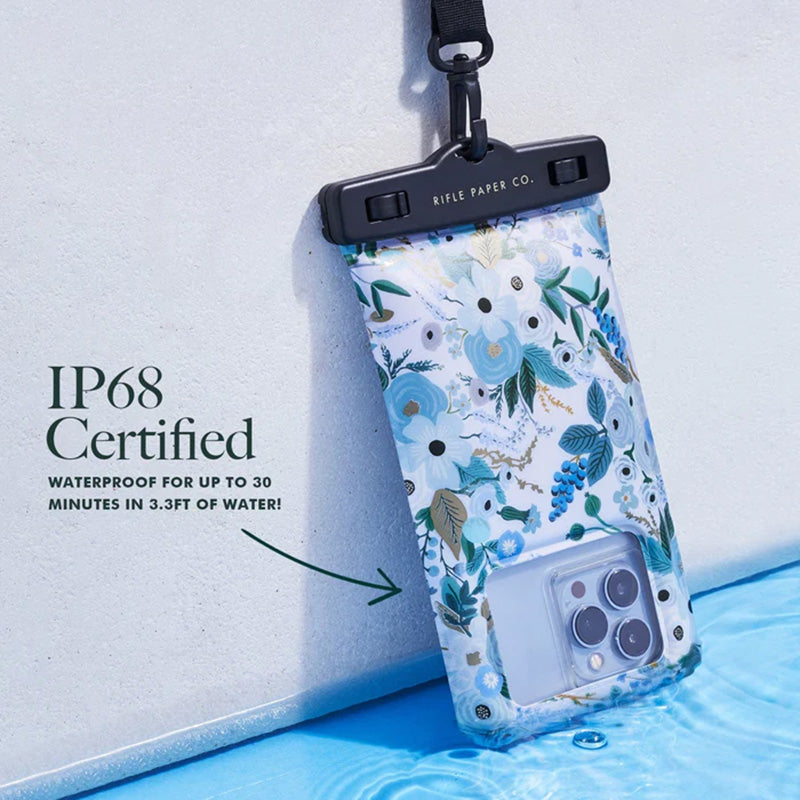 Rifle Paper Waterproof Floating Pouch - Waterdichte hoes voor smartphones tot 6,7" (Garden Party Blue)