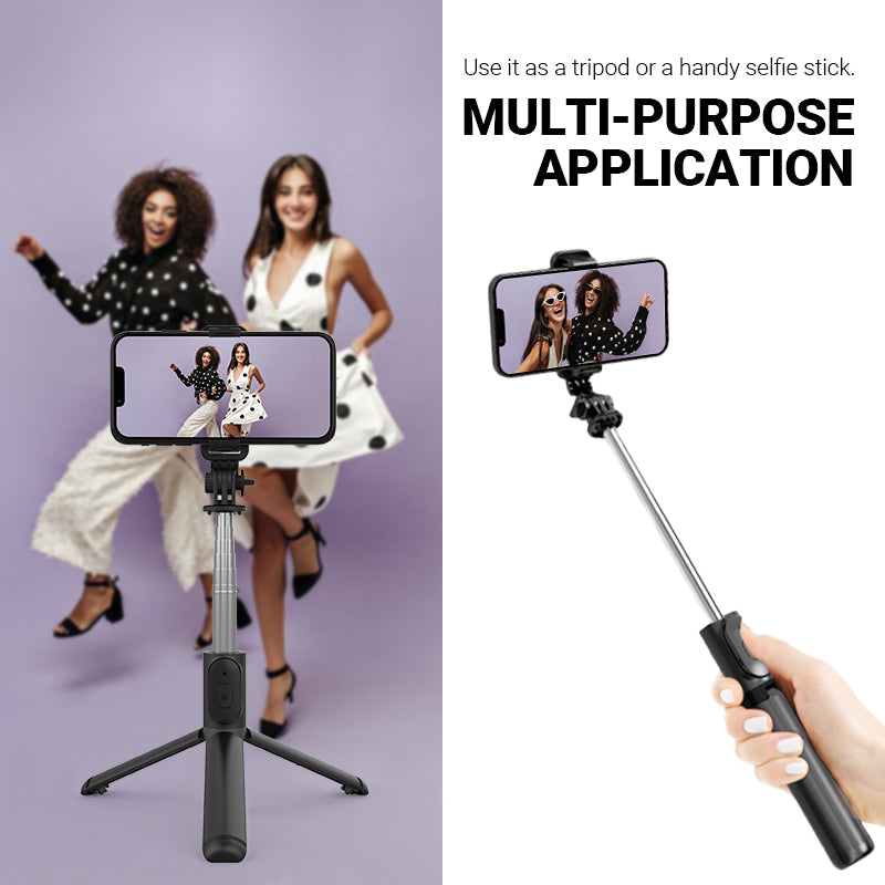 Crong SelfieGo Lite - Compact Bluetooth selfie stick statief (Zwart)