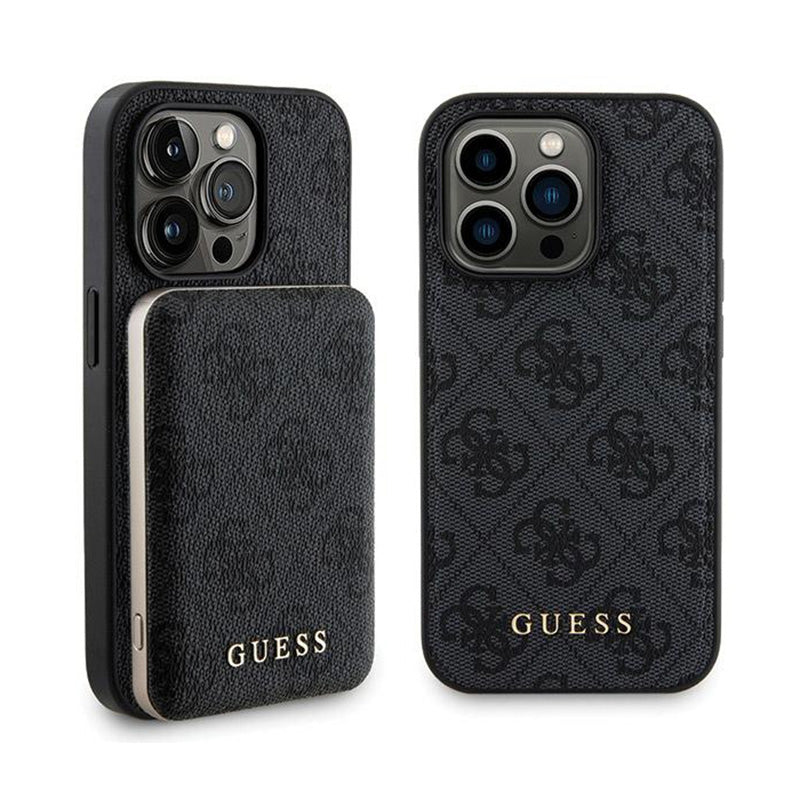 Guess Bundle Pack MagSafe 4G Metal Gold Logo - Case set + Power Bank 5000mAh MagSafe iPhone 13 Pro (black)