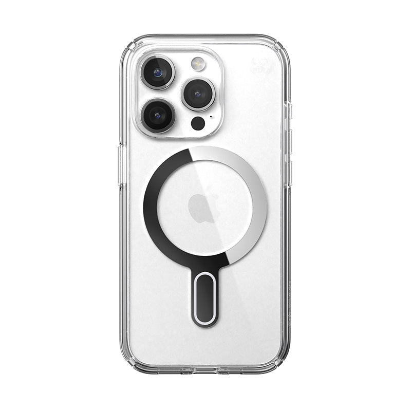 Speck Presidio Perfect-Clear ClickLock & Magsafe - Case for iPhone 15 Pro (Clear / Chrome Finish / Serene Silver)